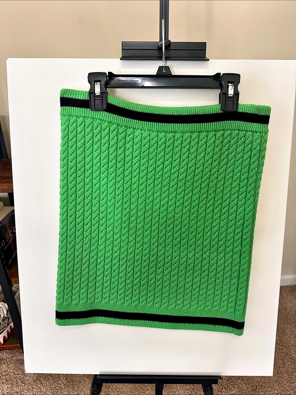 Alice + Olivia Ingrid Cable Mini Skirt NWT Green & Black Medium